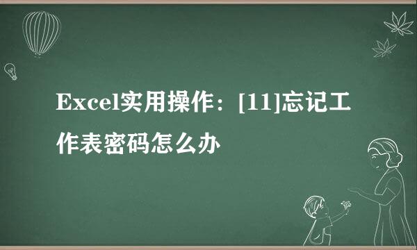Excel实用操作：[11]忘记工作表密码怎么办