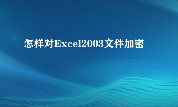 怎样对Excel2003文件加密