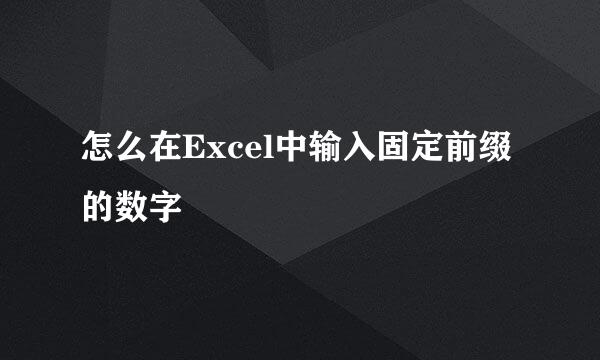 怎么在Excel中输入固定前缀的数字