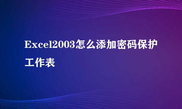 Excel2003怎么添加密码保护工作表