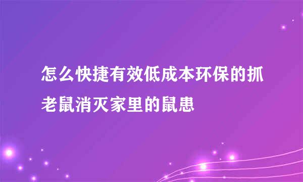 怎么快捷有效低成本环保的抓老鼠消灭家里的鼠患