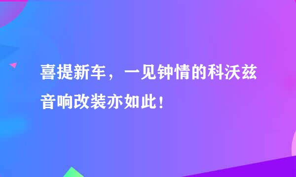 喜提新车，一见钟情的科沃兹音响改装亦如此！