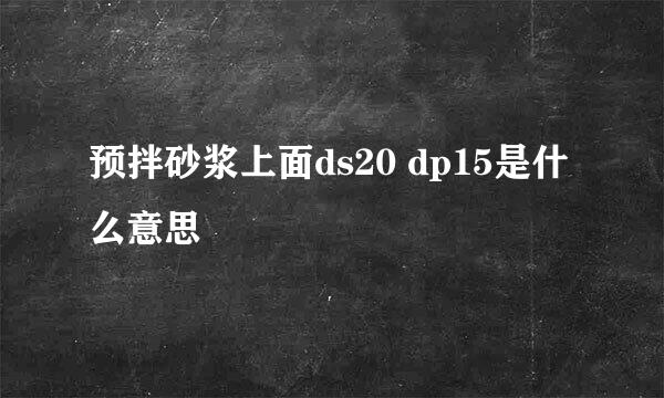 预拌砂浆上面ds20 dp15是什么意思
