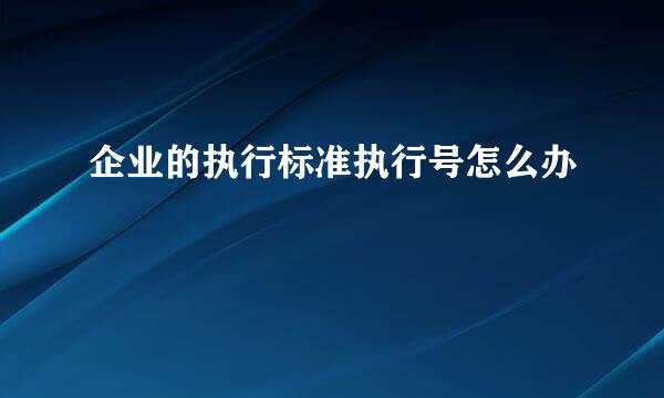 企业的执行标准执行号怎么办