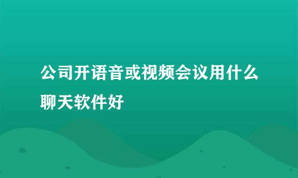 公司开语音或视频会议用什么聊天软件好