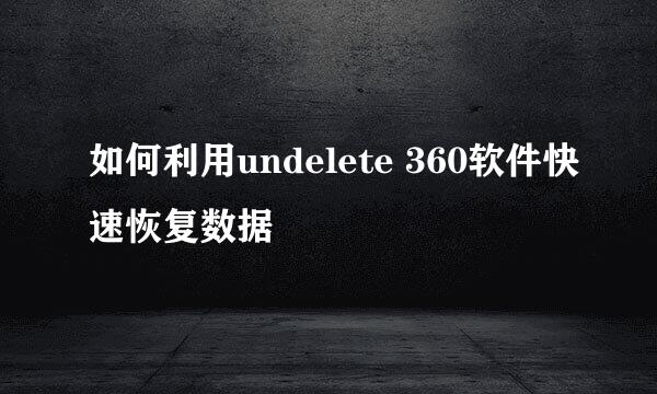 如何利用undelete 360软件快速恢复数据