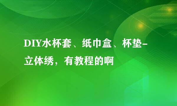 DIY水杯套、纸巾盒、杯垫-立体绣，有教程的啊