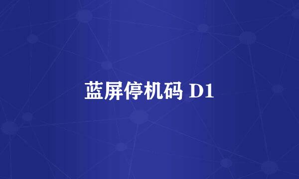 蓝屏停机码 D1
