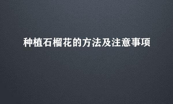 种植石榴花的方法及注意事项