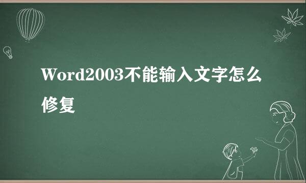 Word2003不能输入文字怎么修复