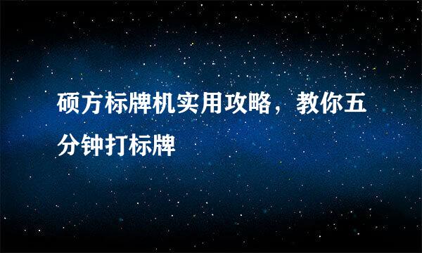 硕方标牌机实用攻略，教你五分钟打标牌