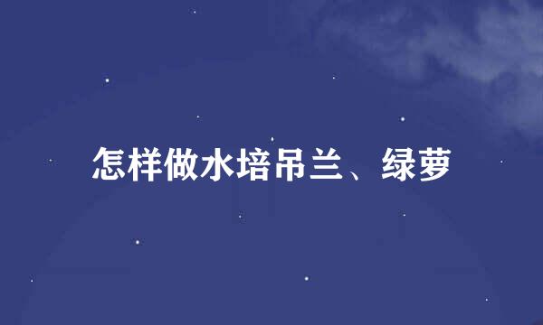怎样做水培吊兰、绿萝