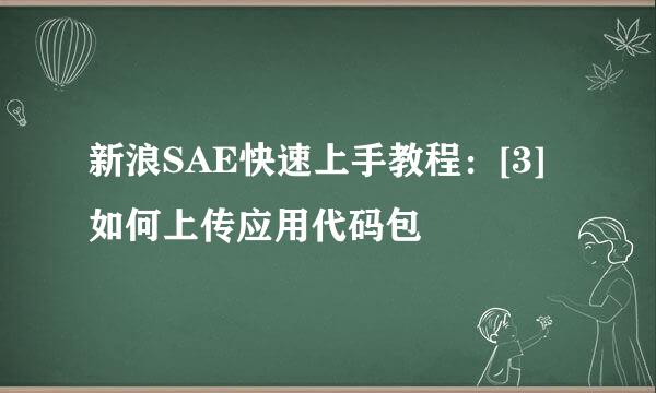 新浪SAE快速上手教程：[3]如何上传应用代码包