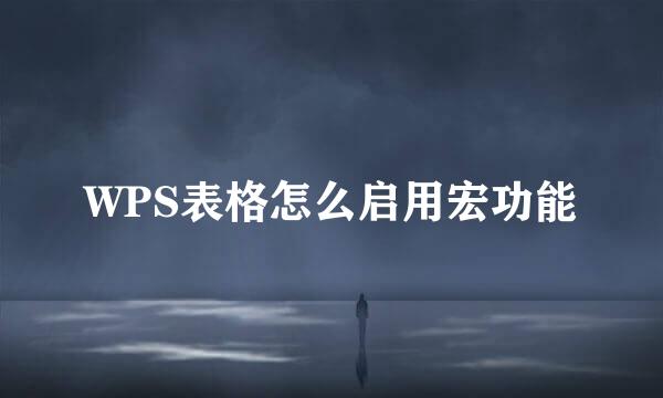 WPS表格怎么启用宏功能