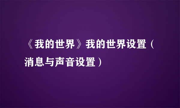 《我的世界》我的世界设置（消息与声音设置）