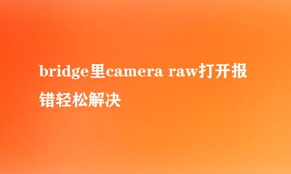 bridge里camera raw打开报错轻松解决