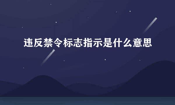 违反禁令标志指示是什么意思