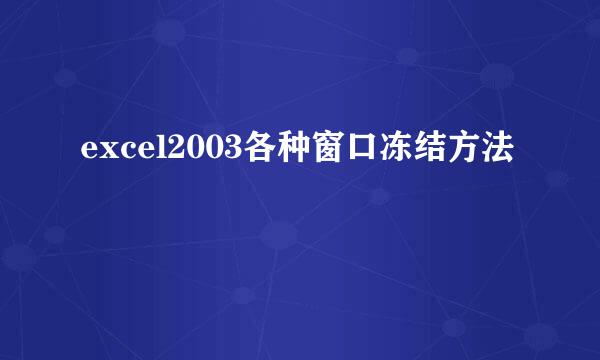 excel2003各种窗口冻结方法