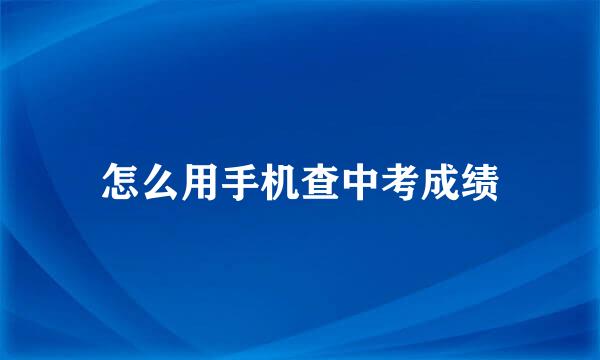 怎么用手机查中考成绩