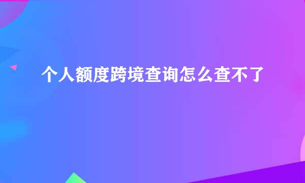 个人额度跨境查询怎么查不了