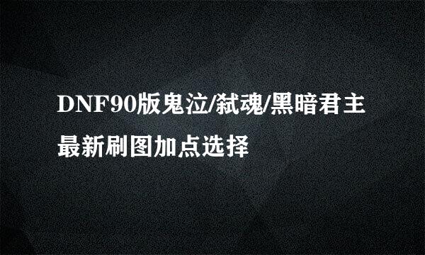 DNF90版鬼泣/弑魂/黑暗君主最新刷图加点选择