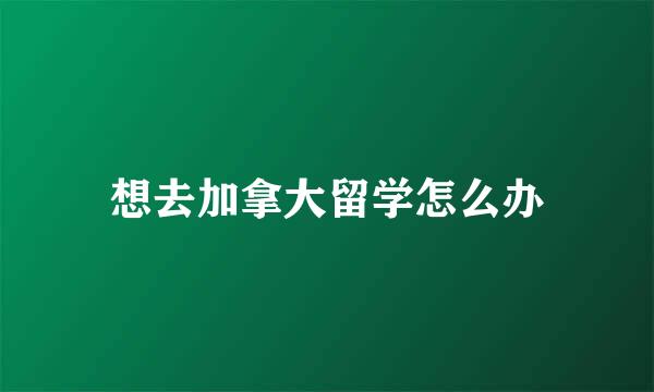 想去加拿大留学怎么办