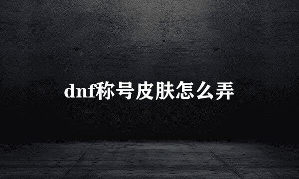 dnf称号皮肤怎么弄