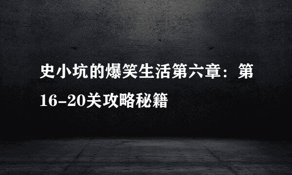 史小坑的爆笑生活第六章：第16-20关攻略秘籍