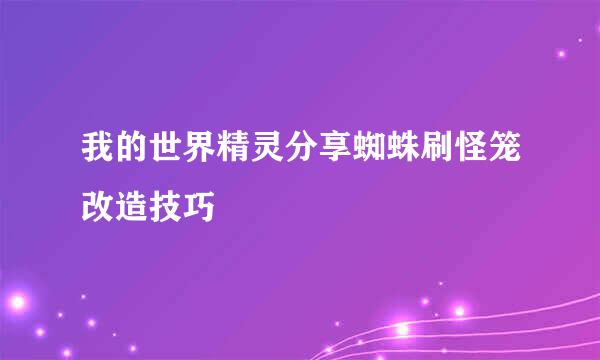 我的世界精灵分享蜘蛛刷怪笼改造技巧