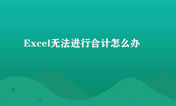 Excel无法进行合计怎么办