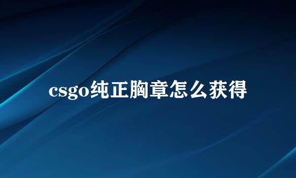 csgo纯正胸章怎么获得