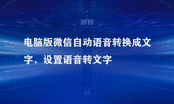 电脑版微信自动语音转换成文字,设置语音转文字