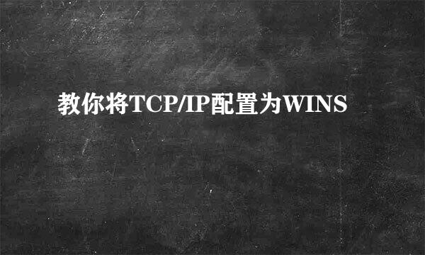 教你将TCP/IP配置为WINS