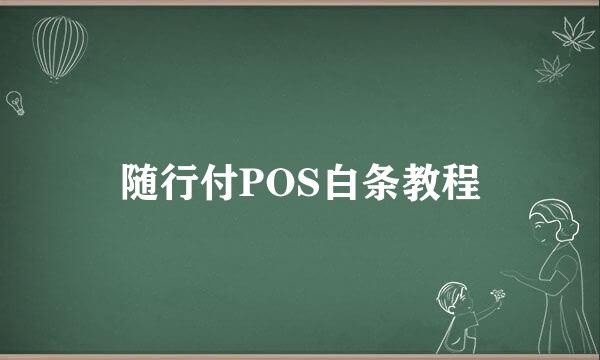 随行付POS白条教程