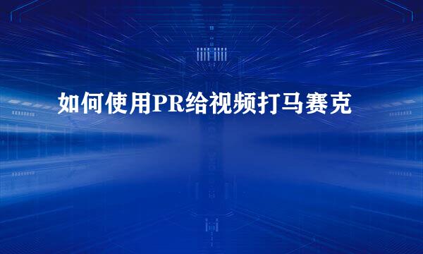 如何使用PR给视频打马赛克