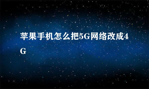 苹果手机怎么把5G网络改成4G