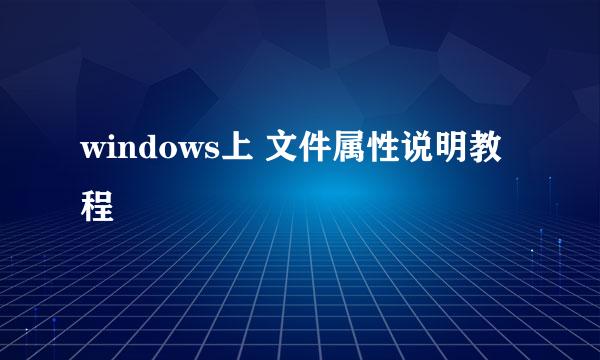 windows上 文件属性说明教程