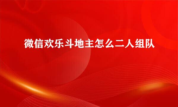 微信欢乐斗地主怎么二人组队