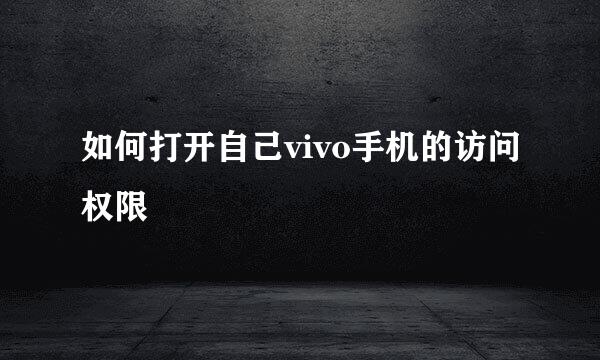 如何打开自己vivo手机的访问权限