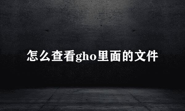怎么查看gho里面的文件