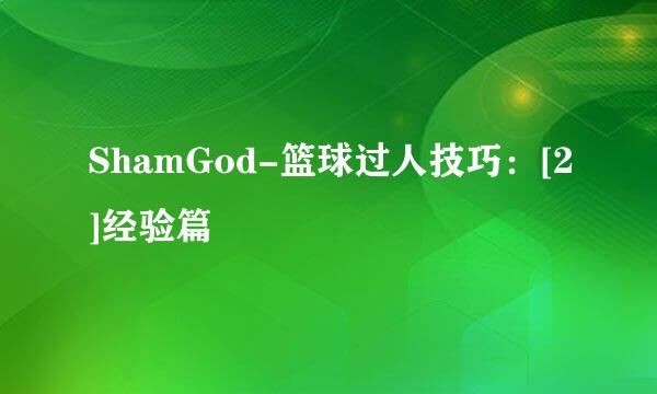 ShamGod-篮球过人技巧：[2]经验篇
