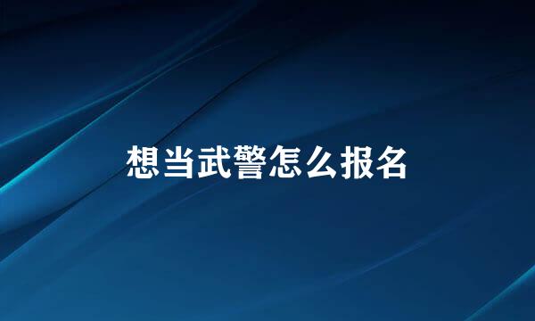 想当武警怎么报名
