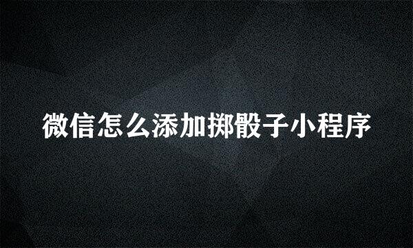 微信怎么添加掷骰子小程序