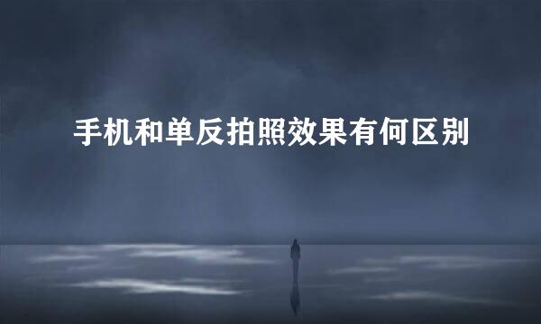 手机和单反拍照效果有何区别