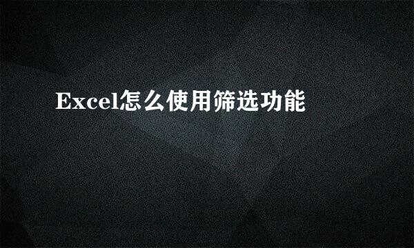 Excel怎么使用筛选功能
