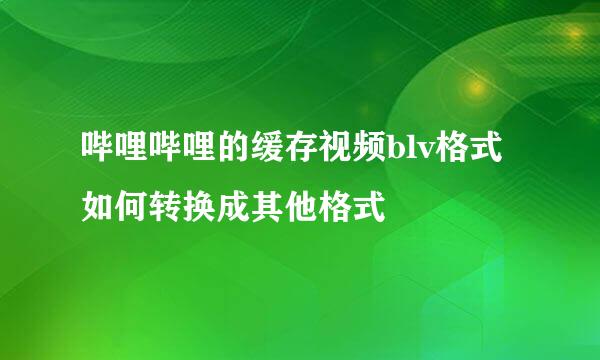 哔哩哔哩的缓存视频blv格式如何转换成其他格式