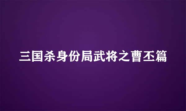 三国杀身份局武将之曹丕篇