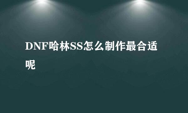 DNF哈林SS怎么制作最合适呢