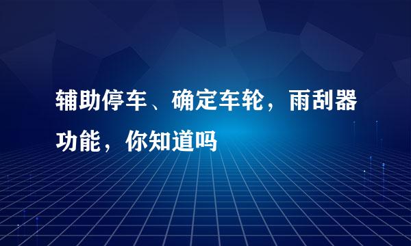 辅助停车、确定车轮，雨刮器功能，你知道吗