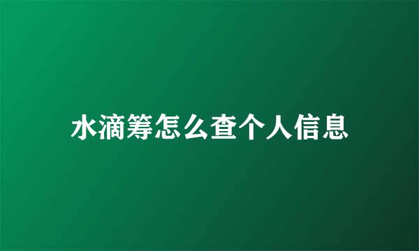 水滴筹怎么查个人信息